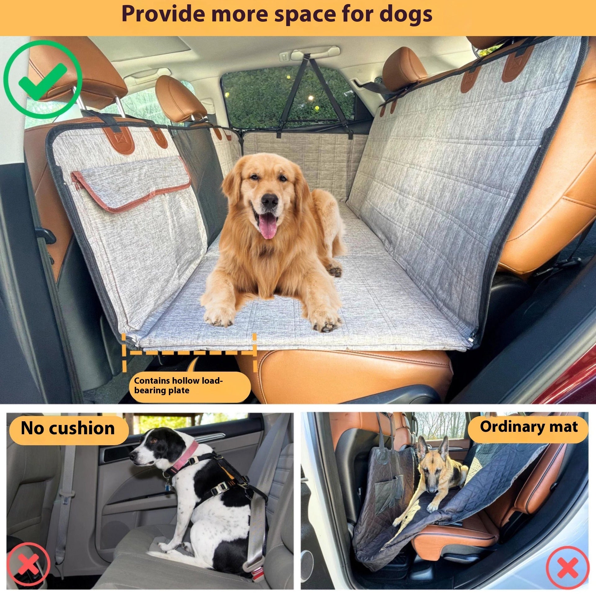 Cama para Perro en Auto - Plataforma Ampliada para Asiento Trasero de Mascotas