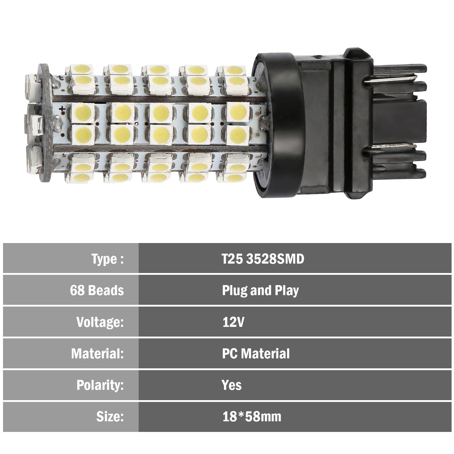 Bombillas LED para Auto 10 Piezas - 760lm Blanco Puro 6000K T25 3528SMD