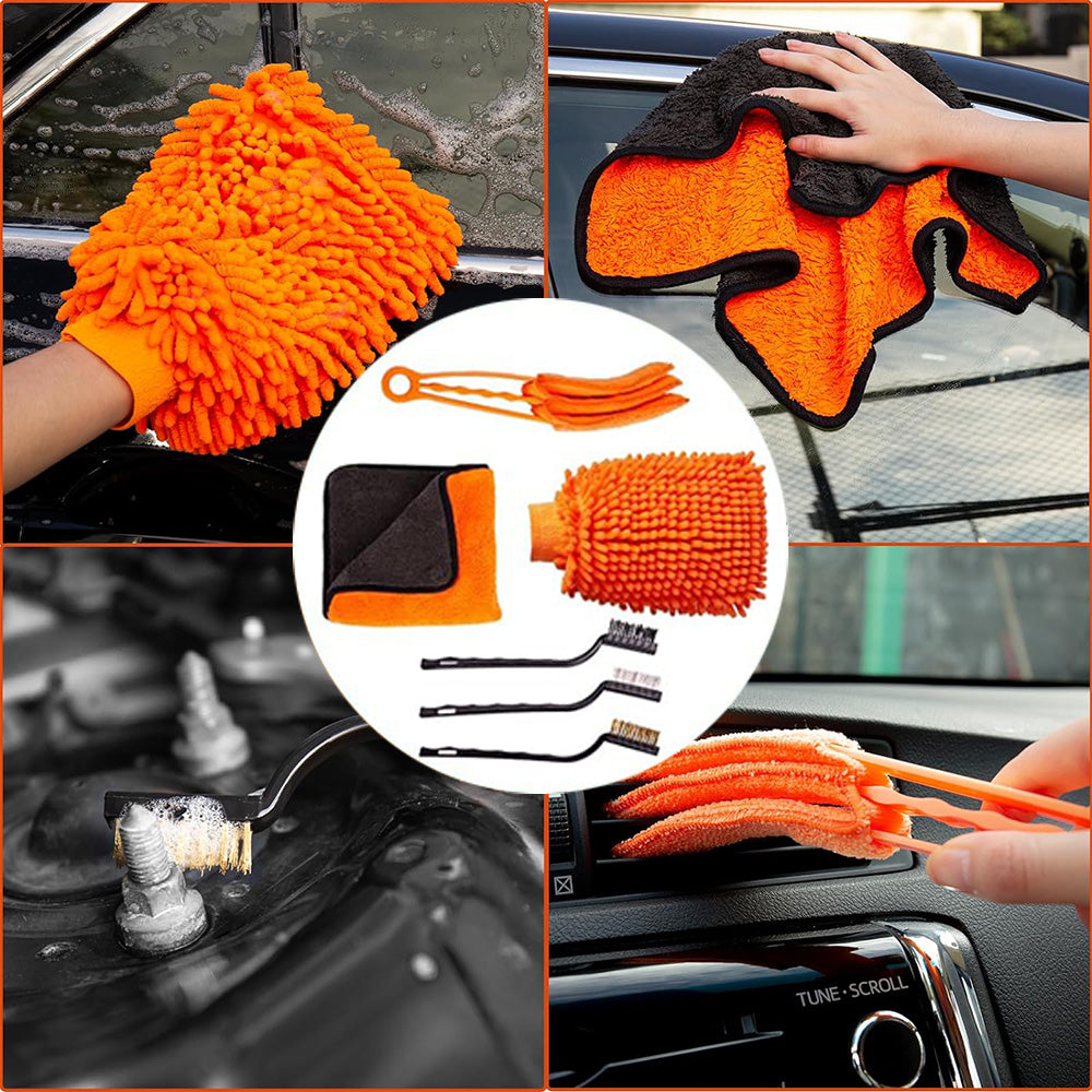 Kit de Limpieza y Detallado de Auto de 20 Piezas - Cuidado Interior y Exterior