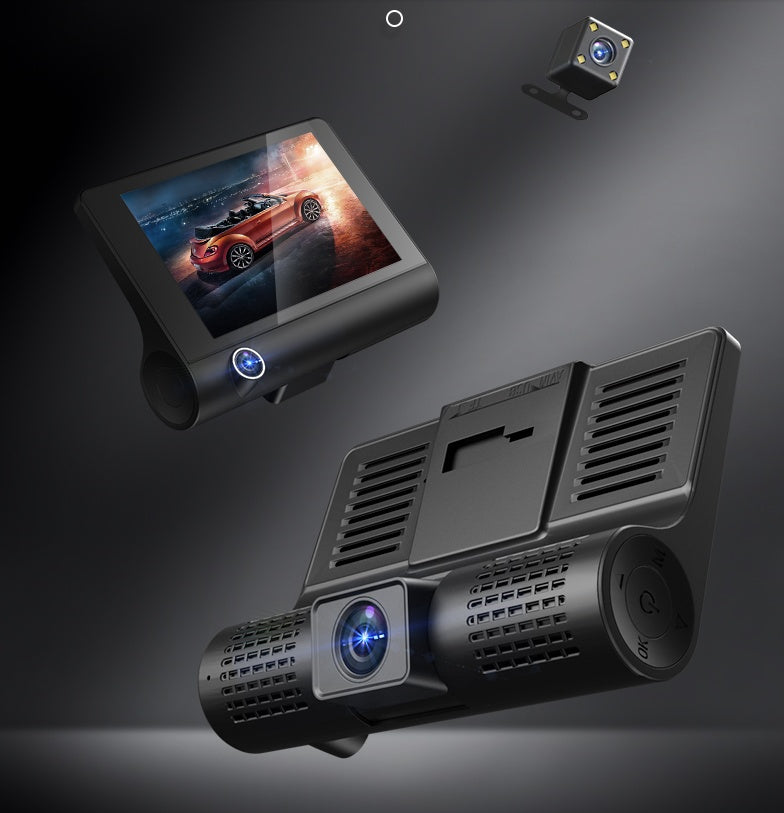 Cámara Dashcam 1080P HD para Auto - Grabadora de Conducción con 3 Cámaras