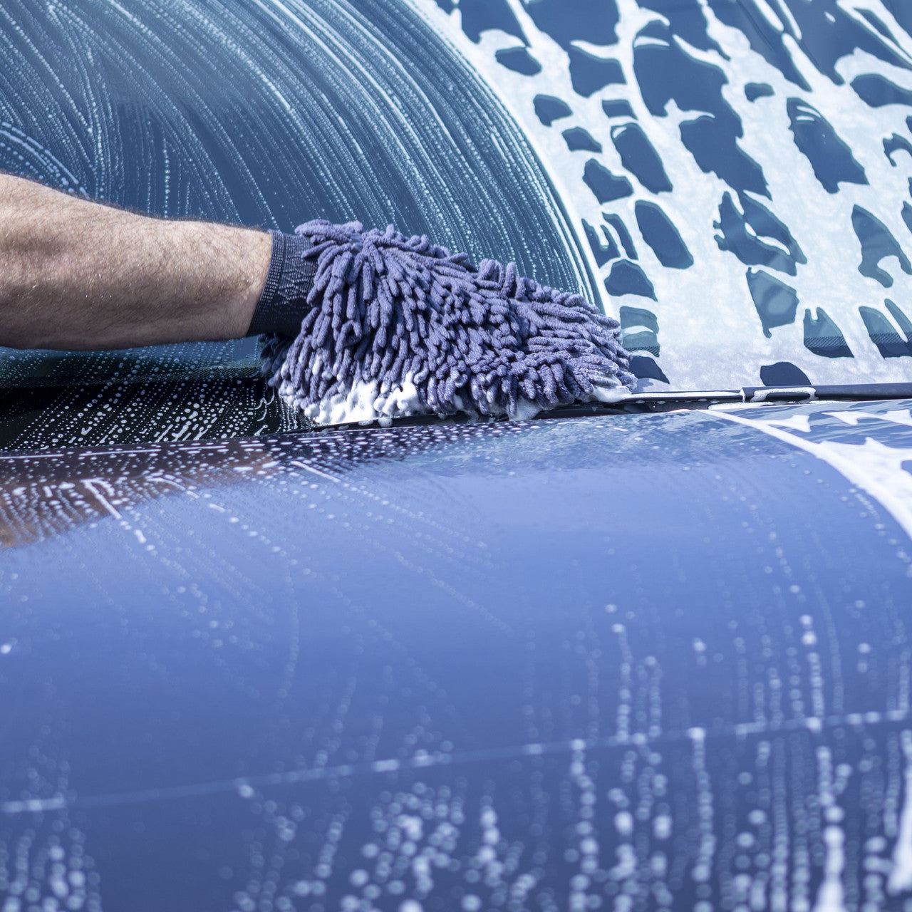 Guante de Lavado MOTIVITY Microfibra Chenille - Sin Rayones, Ultra Absorbente, Grande Gris