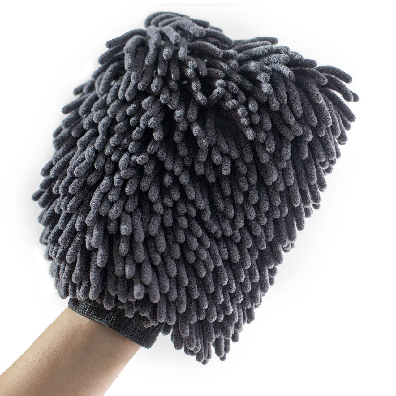Guante de Lavado MOTIVITY Microfibra Chenille - Sin Rayones, Ultra Absorbente, Grande Gris
